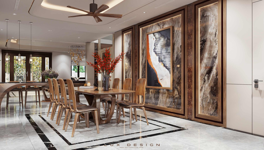 nội thất phòng bếp gỗ óc chó
