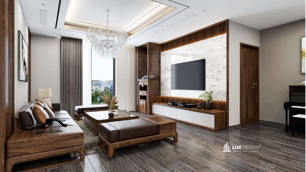 nội thất chung cư gỗ óc chó