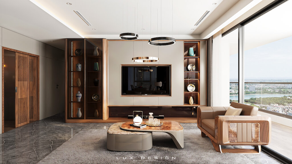 kệ tivi kết hợp tủ tường