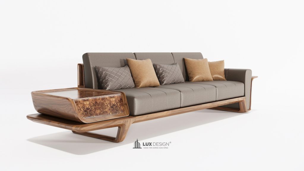 mẫu sofa gỗ óc chó