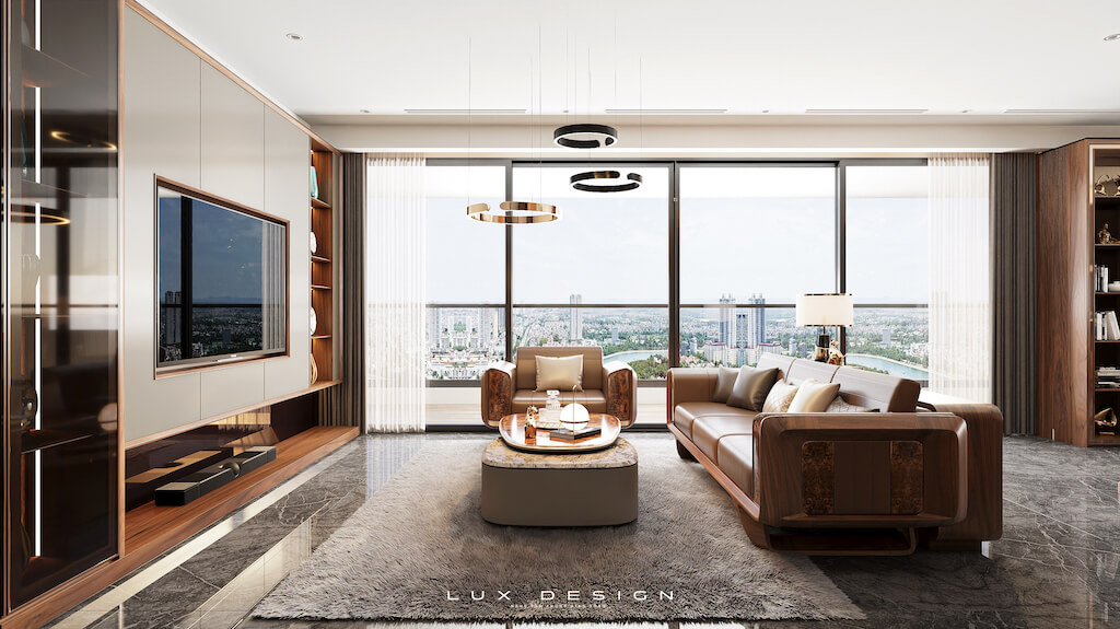 nội thất chung cư gỗ óc chó
