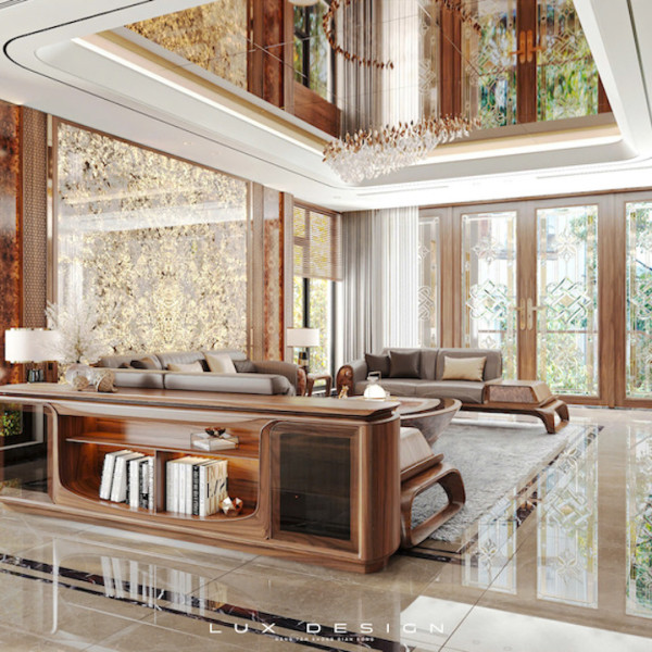 dự án biệt thự nội thất gỗ óc chó