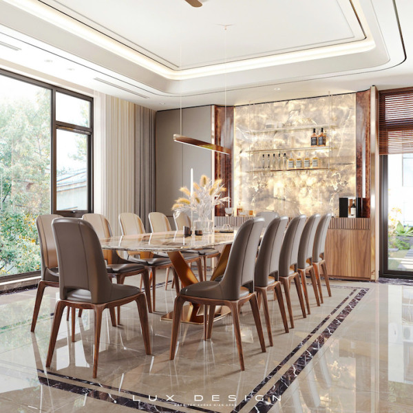 dự án biệt thự nội thất gỗ óc chó