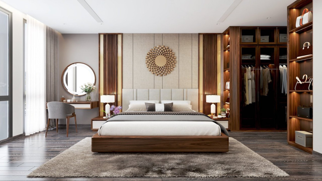 nội thất phòng ngủ gỗ óc chó