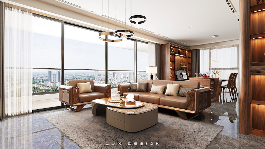 nội thất chung cư gỗ óc chó
