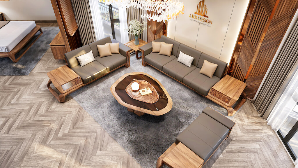 sofa gỗ óc chó