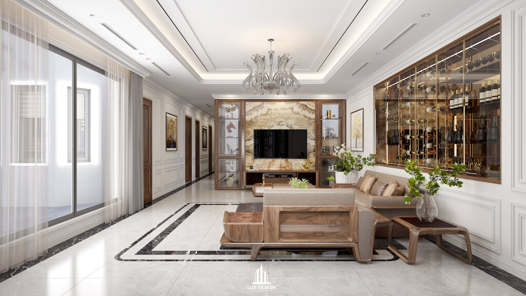 sofa gỗ óc chó sang trọng