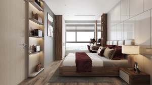 thiết kế nội thất chung cư gỗ óc chó