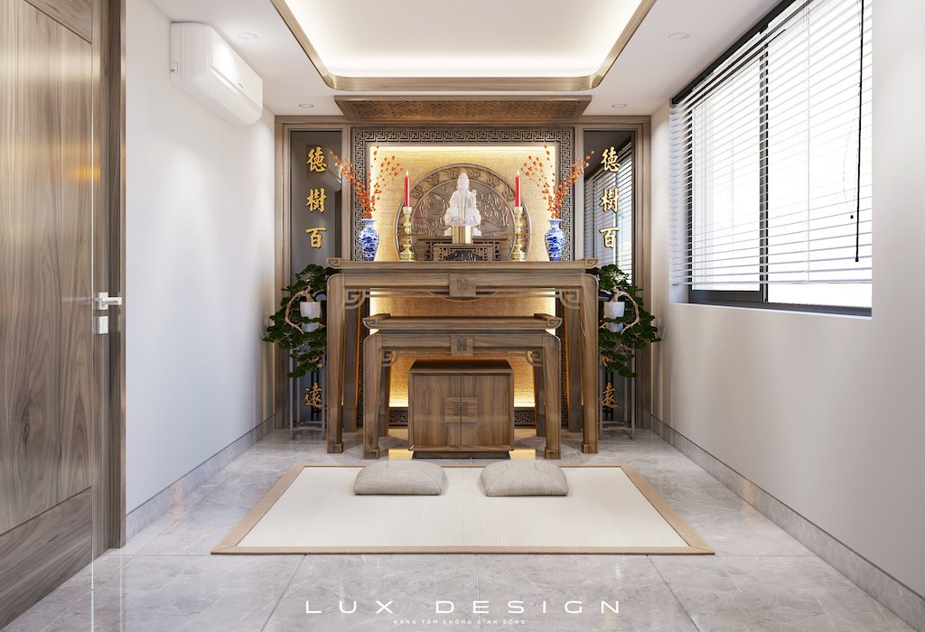 bàn thờ chung cư gỗ óc chó