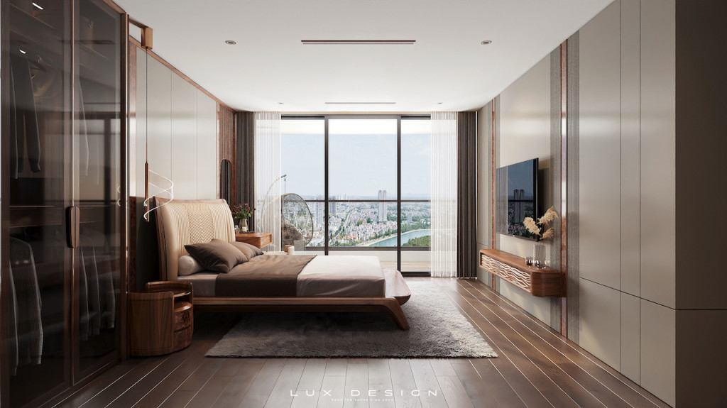 nội thất phòng ngủ chung cư gỗ óc chó