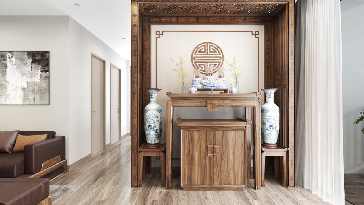 tủ thờ gỗ óc chó