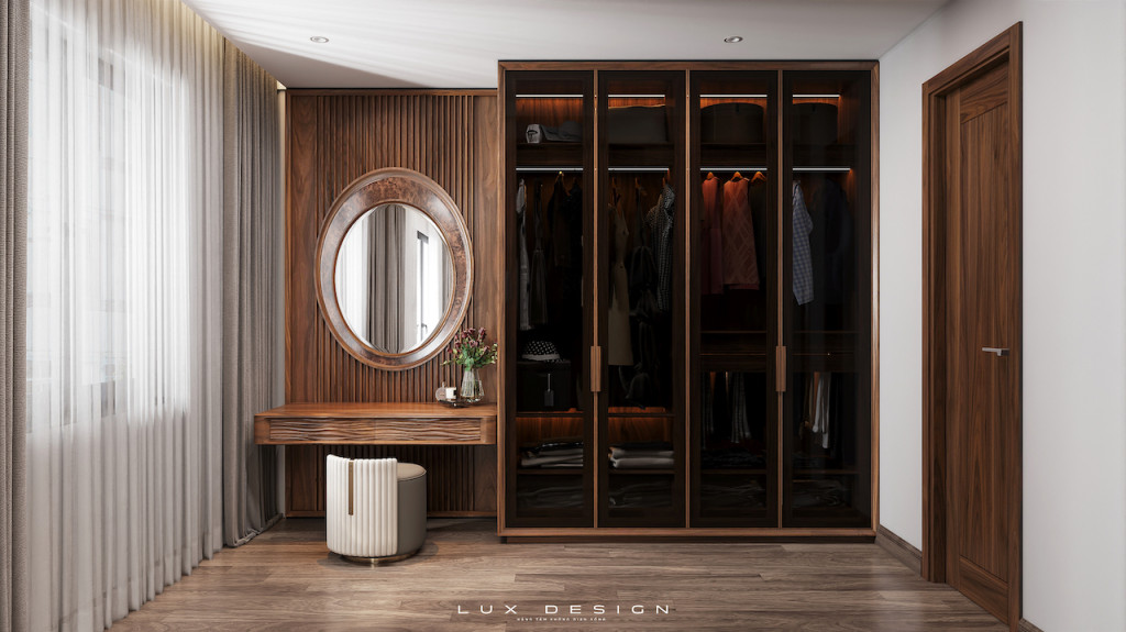 bàn trang điểm gỗ óc chó