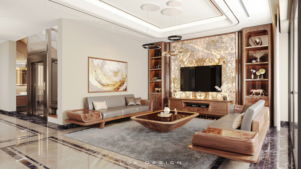 dự án biệt thự gỗ óc chó lux design