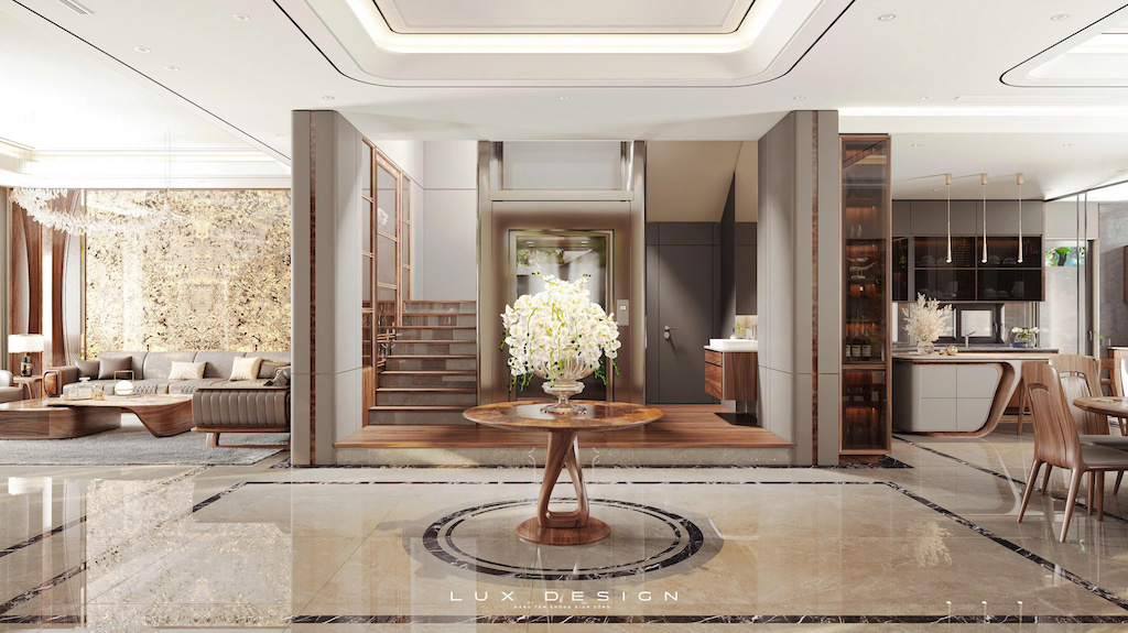 nội thất biệt thự gỗ óc chó