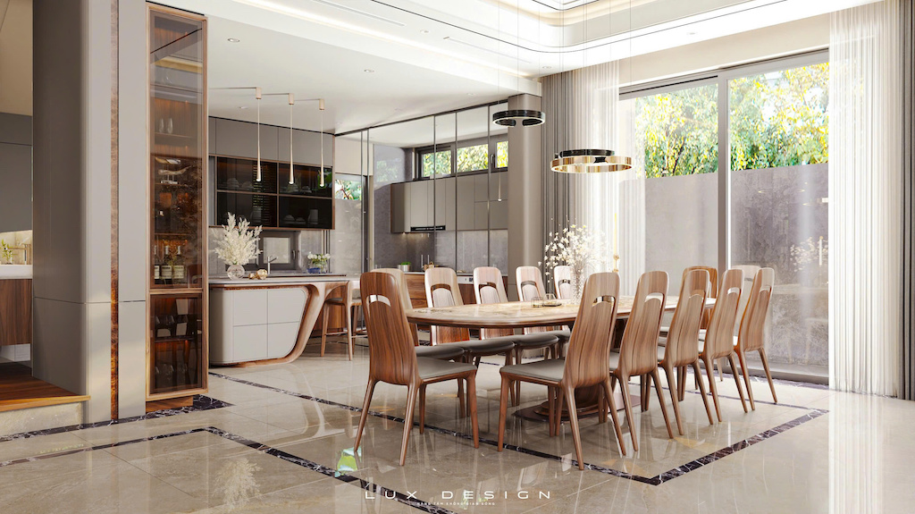 nội thất biệt thự gỗ óc chó