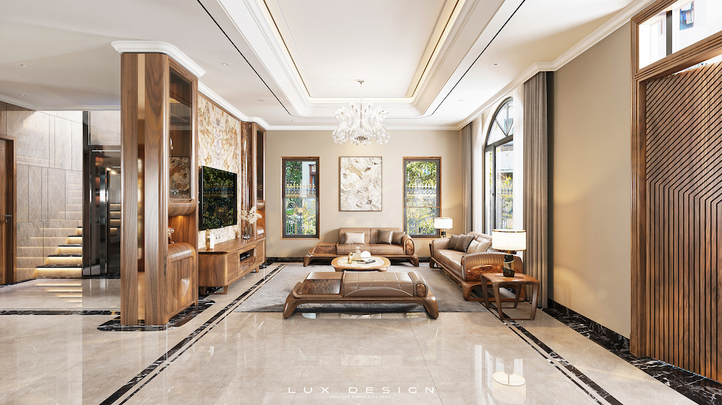 sofa gỗ óc chó chữ u