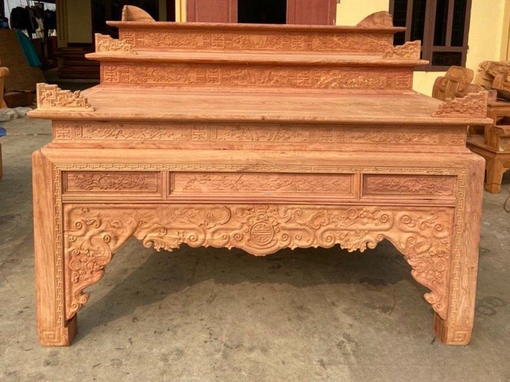 bàn thờ tam cấp gỗ óc chó