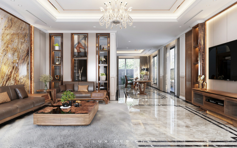 sofa chữ l gỗ óc chó